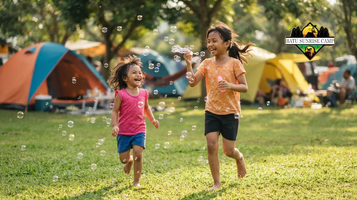 Aktivitas anak saat camping keluarga di Sidoarjo