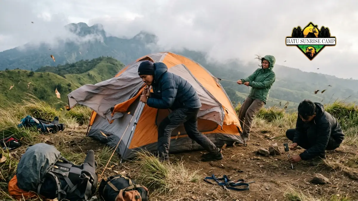 Cara Mendirikan Tenda yang Kokoh Mengantisipasi Angin Kencang Pegunungan Batu