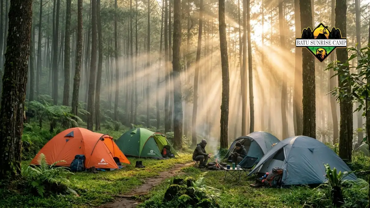 Area camping ground di Coban Rondo Malang dengan suasana alam pegunungan yang sejuk