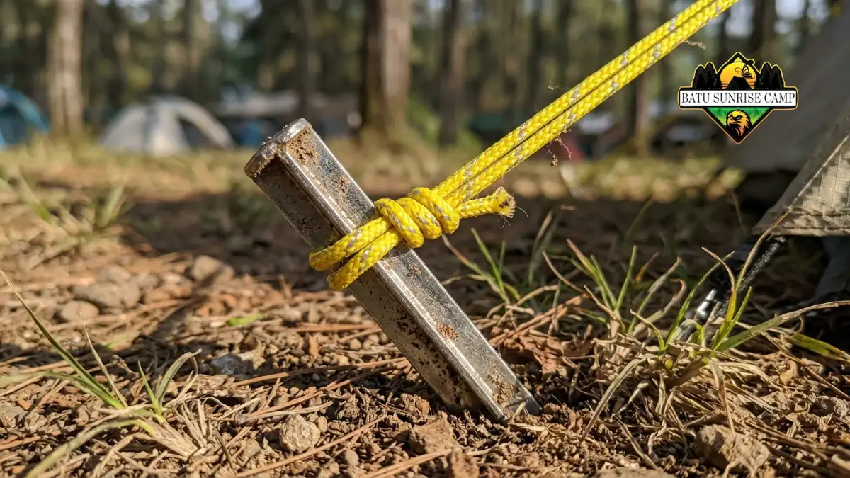 Detail teknis pemasangan pasak dan guy line pada tenda camping