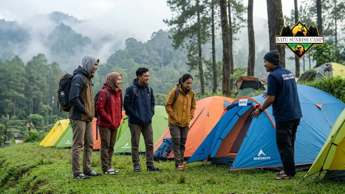 Proses memilih sewa tenda di Coban Rondo Malang