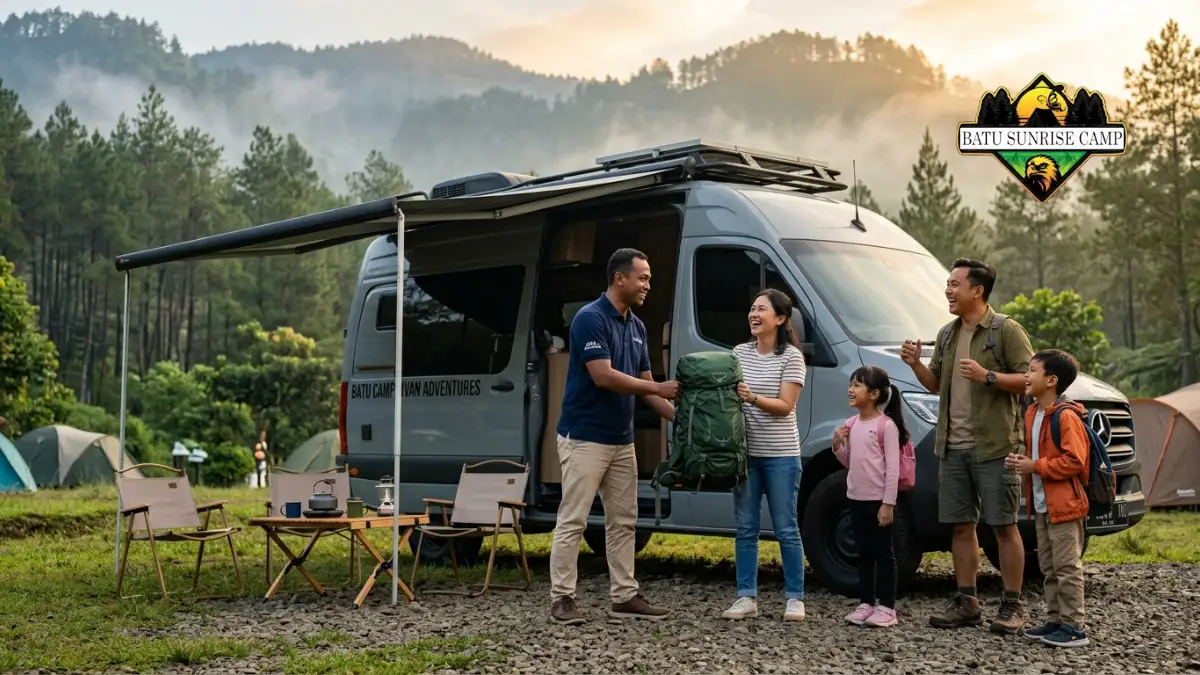 Sewa campervan rombongan plus driver di Batu